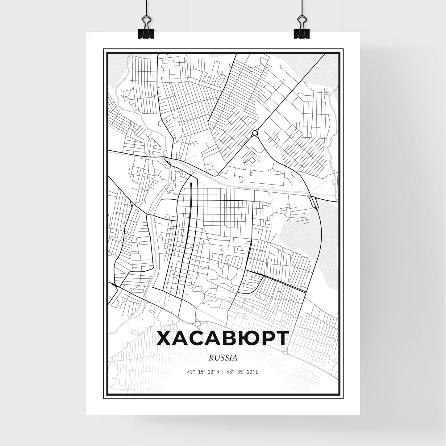 Khasavyurt Russia - Premium City Map Poster