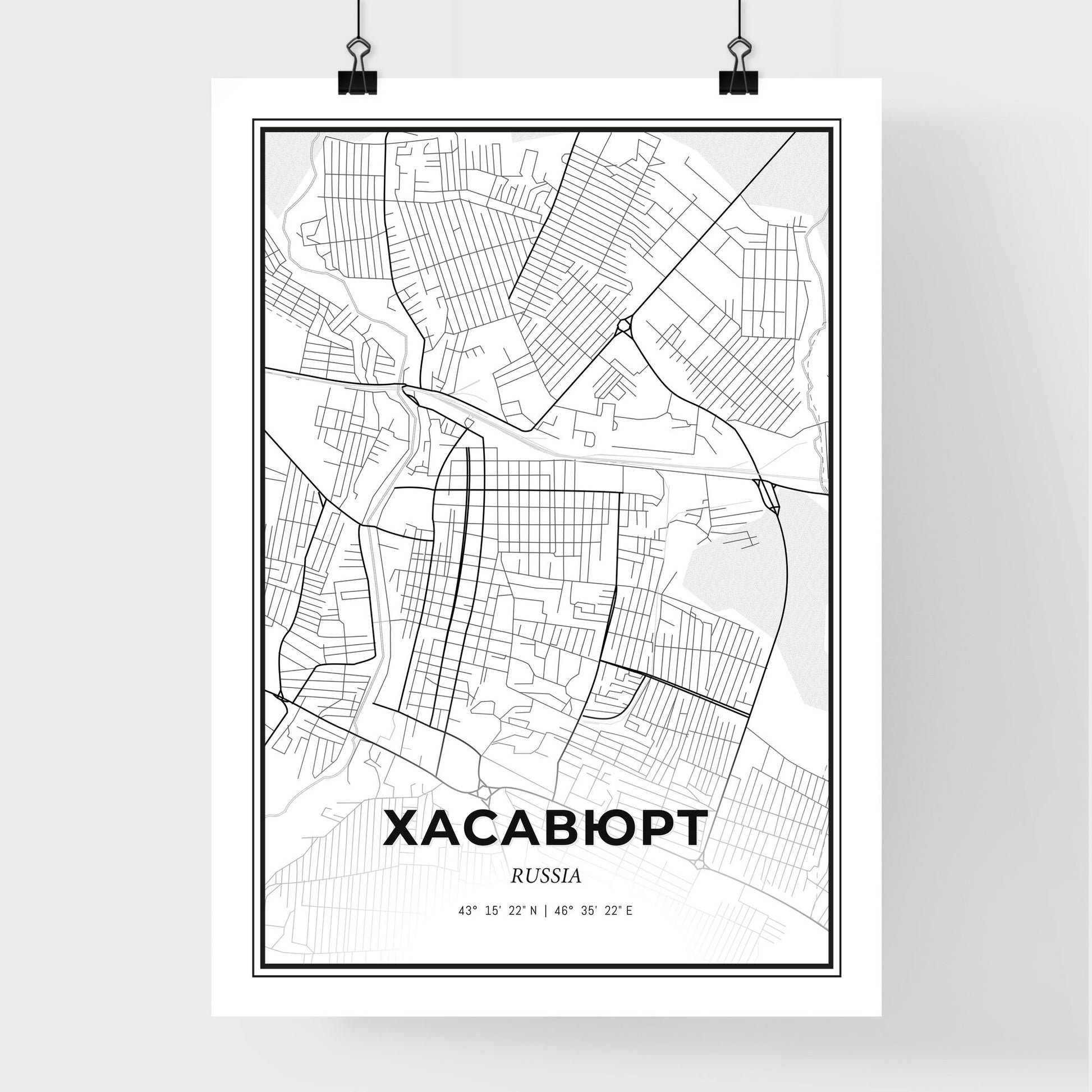 Khasavyurt Russia - Premium City Map Poster