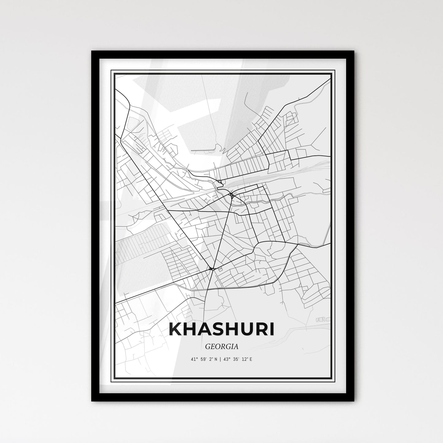 Khashuri Georgia - Scandinavian Style City Map for Modern Home Decor