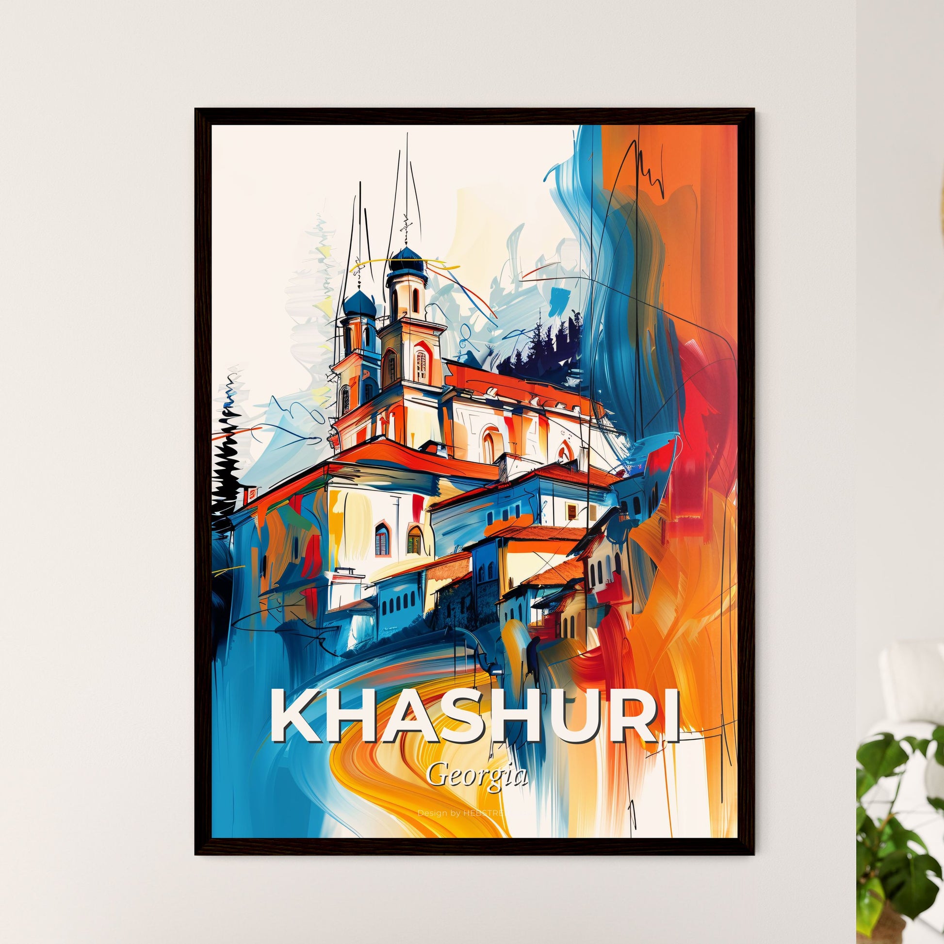 Vibrant Khashuri, Georgia - A Painting Of A Building