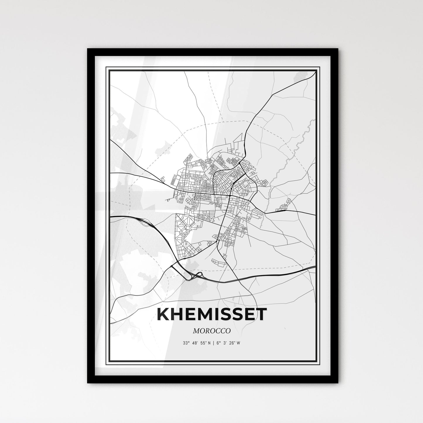 Khemisset Morocco - Scandinavian Style City Map for Modern Home Decor