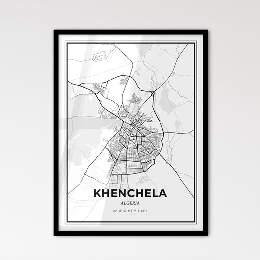 Khenchela Algeria - Scandinavian Style City Map for Modern Home Decor