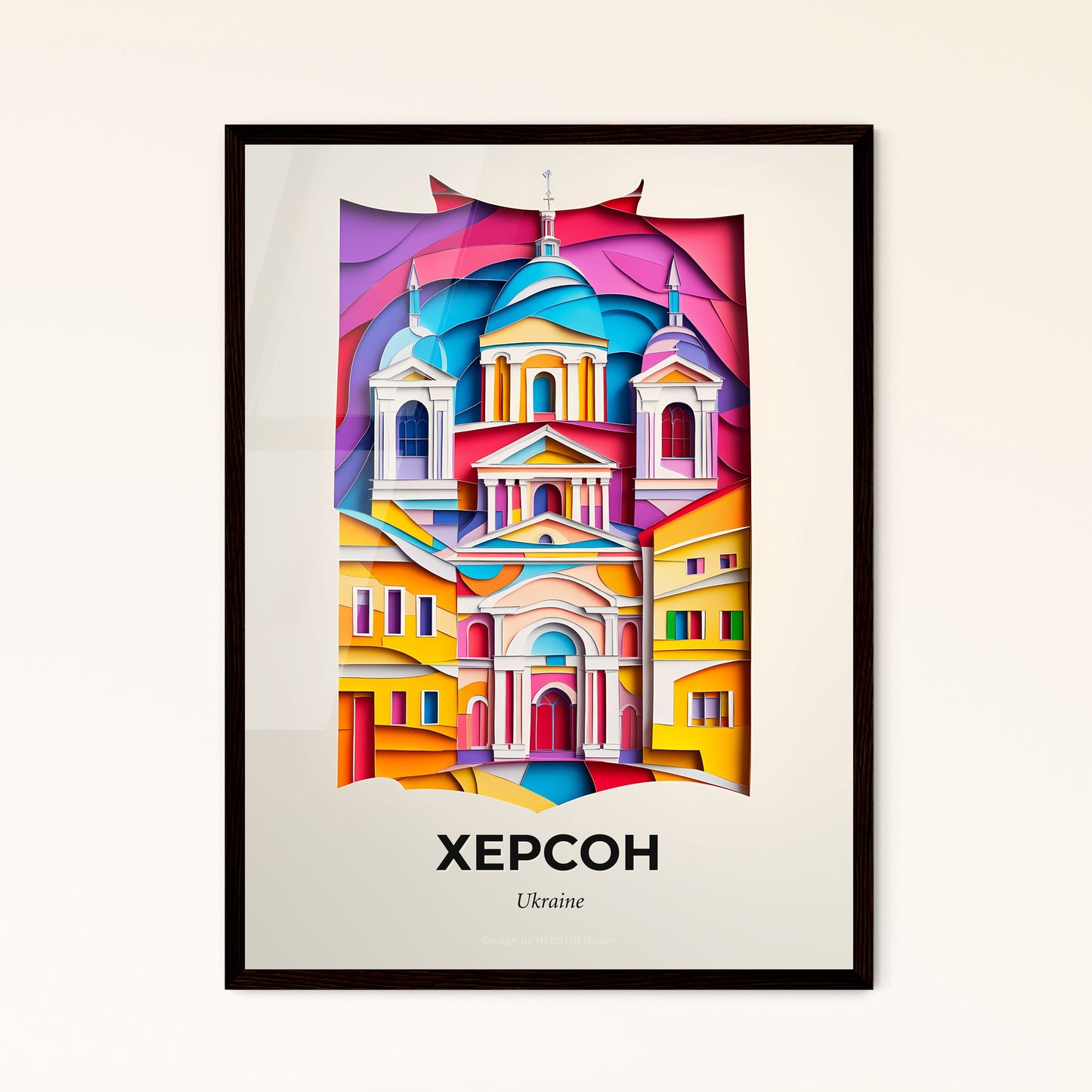 Vivid Kherson, Ukraine - a colorful picture of a church with a cross on top