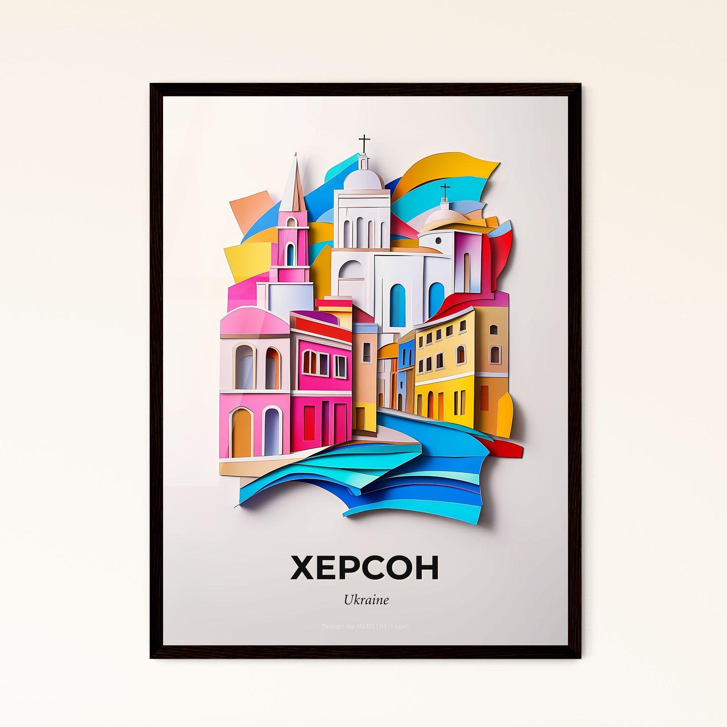 Vivid Kherson, Ukraine - a paper cut of a city with a church