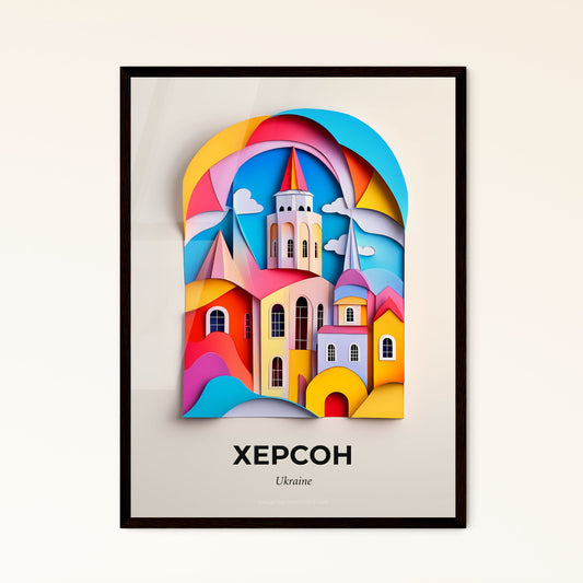 Vivid Kherson, Ukraine - a colorful paper cut of a church and a rainbow