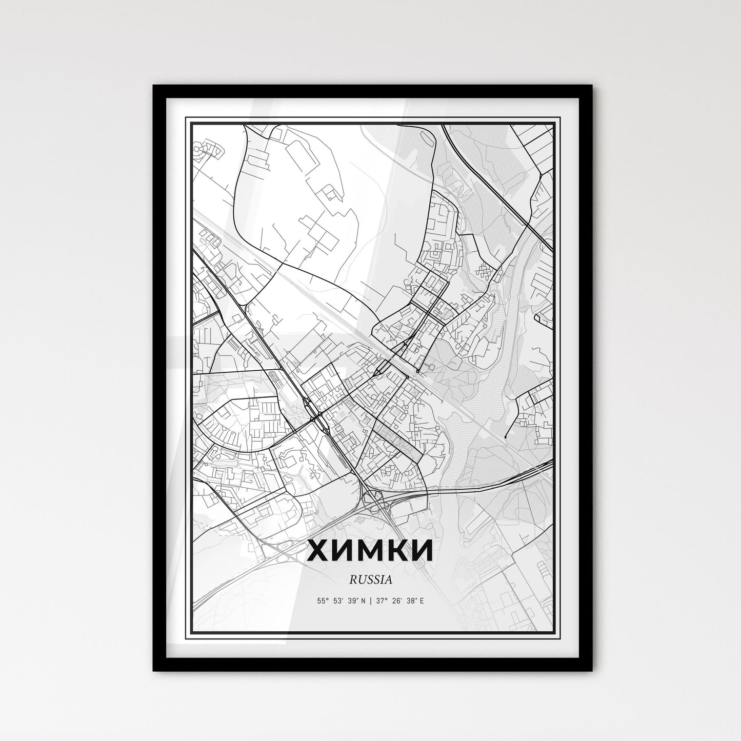 Khimki Russia - Scandinavian Style City Map for Modern Home Decor