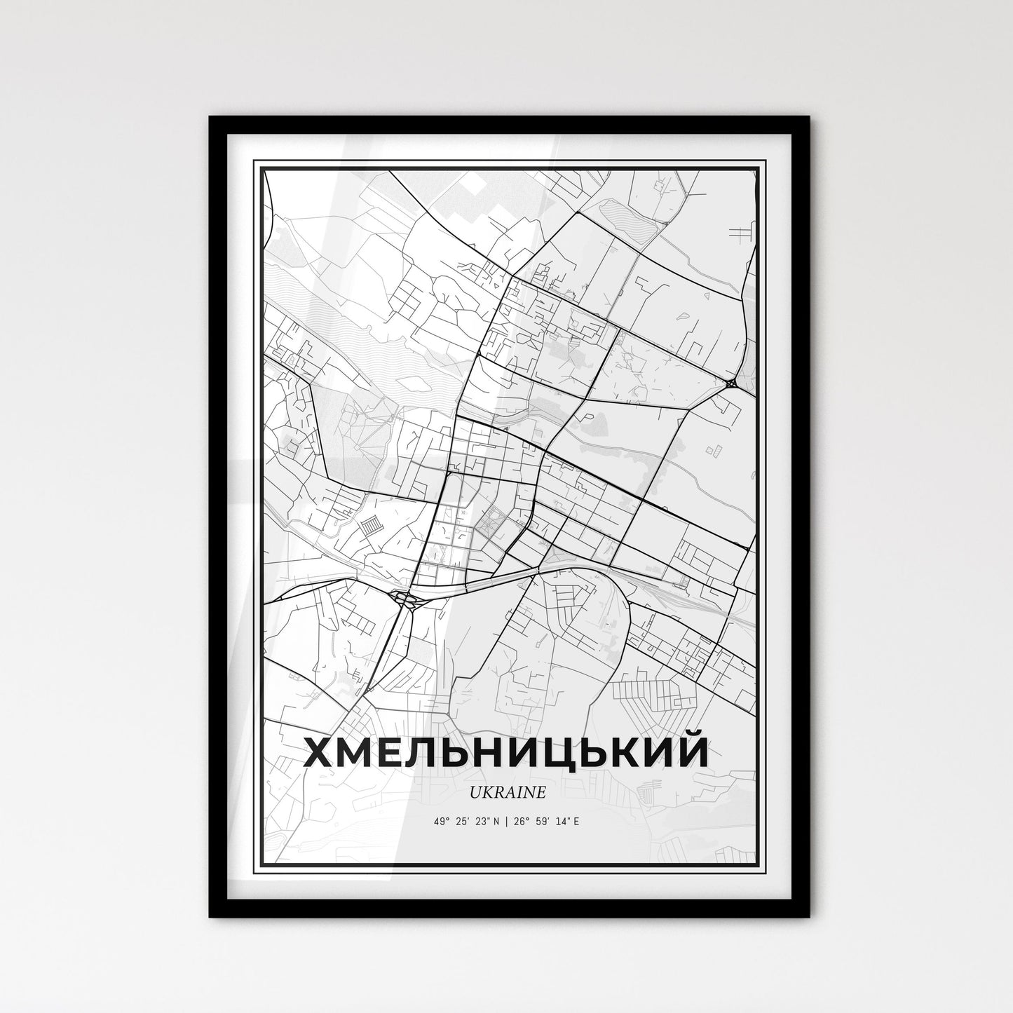 Khmelnytskyi Ukraine - Scandinavian Style City Map for Modern Home Decor