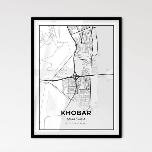 Khobar Saudi Arabia - Scandinavian Style City Map for Modern Home Decor