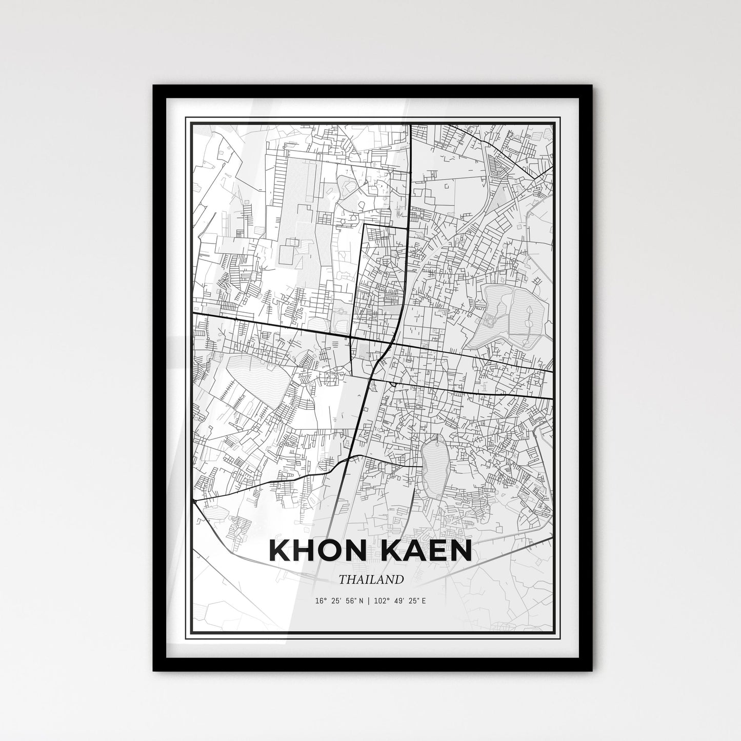 Khon Kaen Thailand - Scandinavian Style City Map for Modern Home Decor