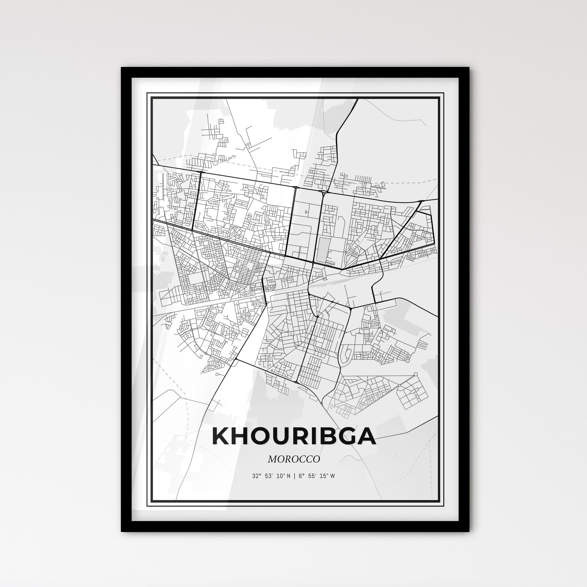 Khouribga Morocco - Scandinavian Style City Map for Modern Home Decor