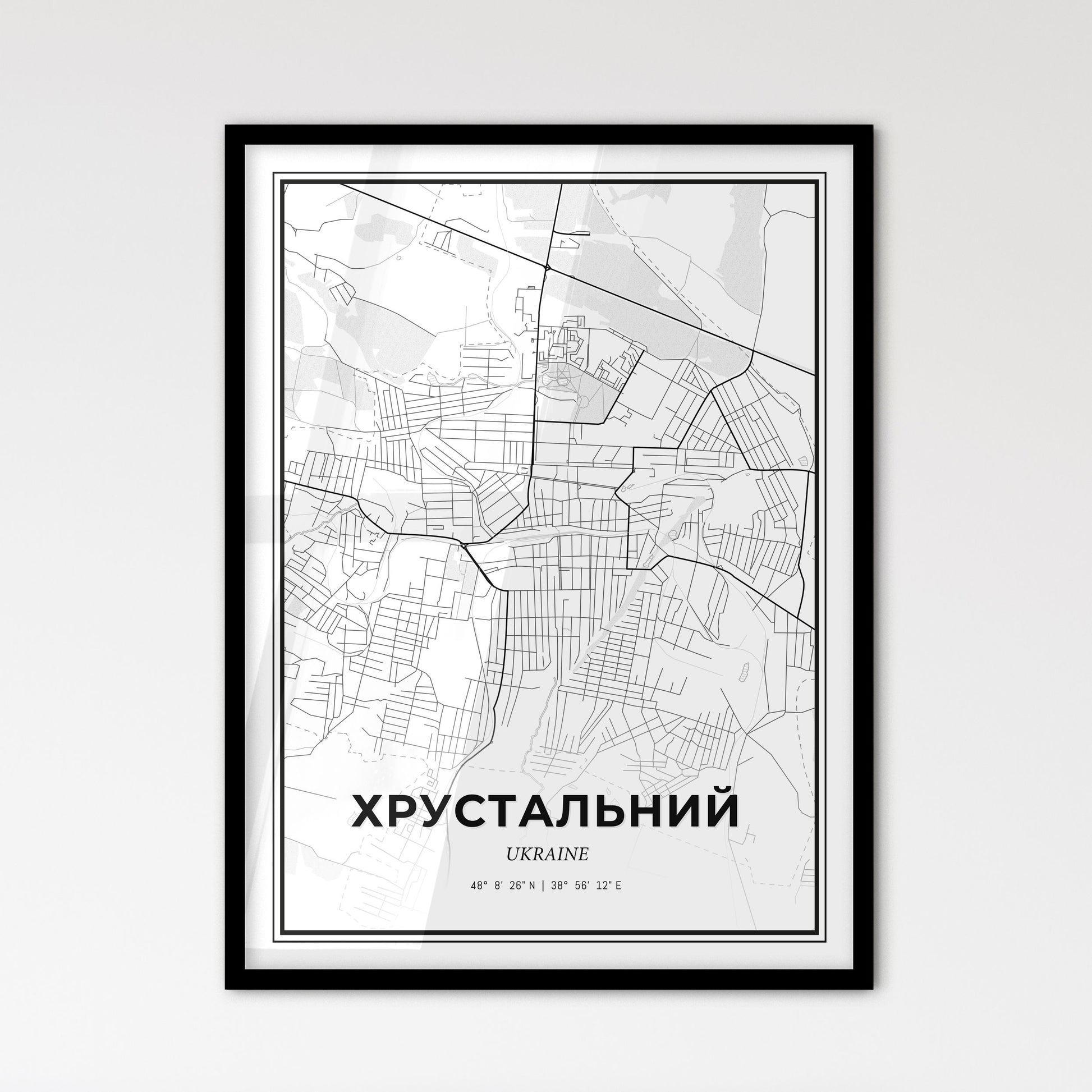 Khrustalnyi Ukraine - Scandinavian Style City Map for Modern Home Decor