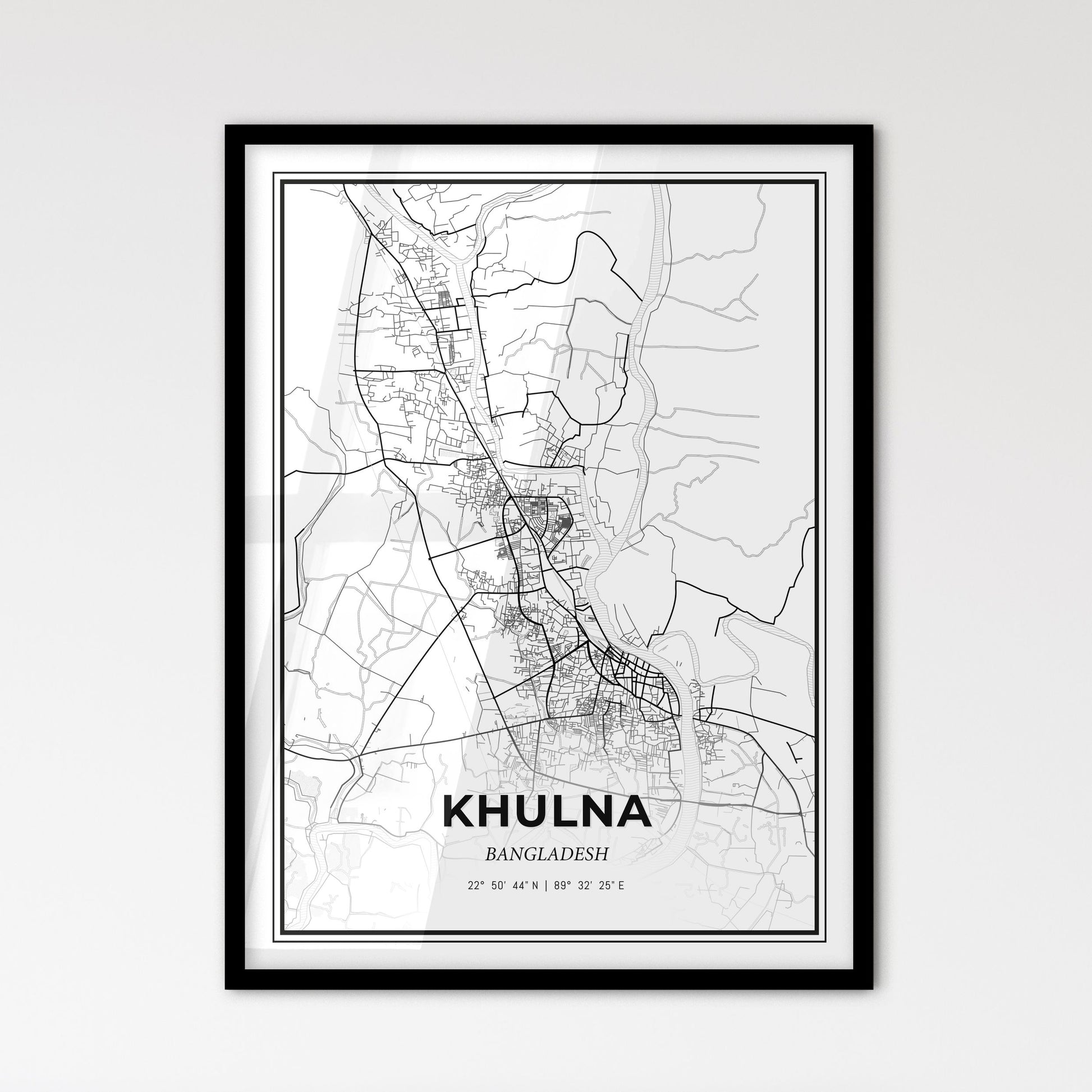 Khulna Bangladesh - Scandinavian Style City Map for Modern Home Decor