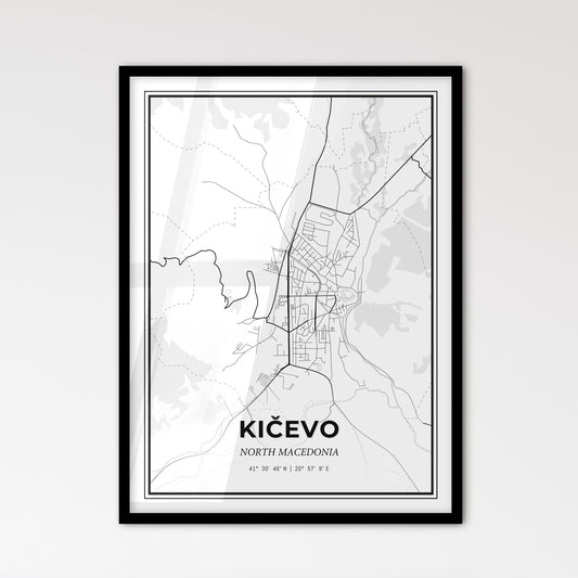 Kičevo North Macedonia - Scandinavian Style City Map for Modern Home Decor