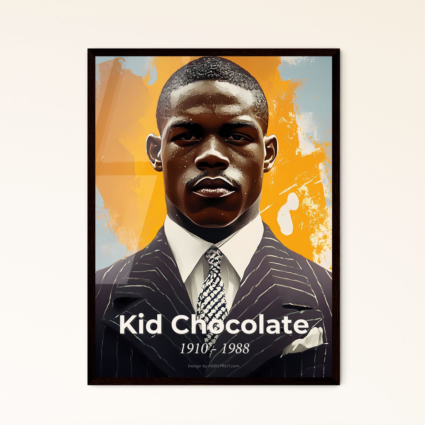 Portrait of Kid Chocolate, 1910 - 1988. Impressionistic painting of a man in a suit.