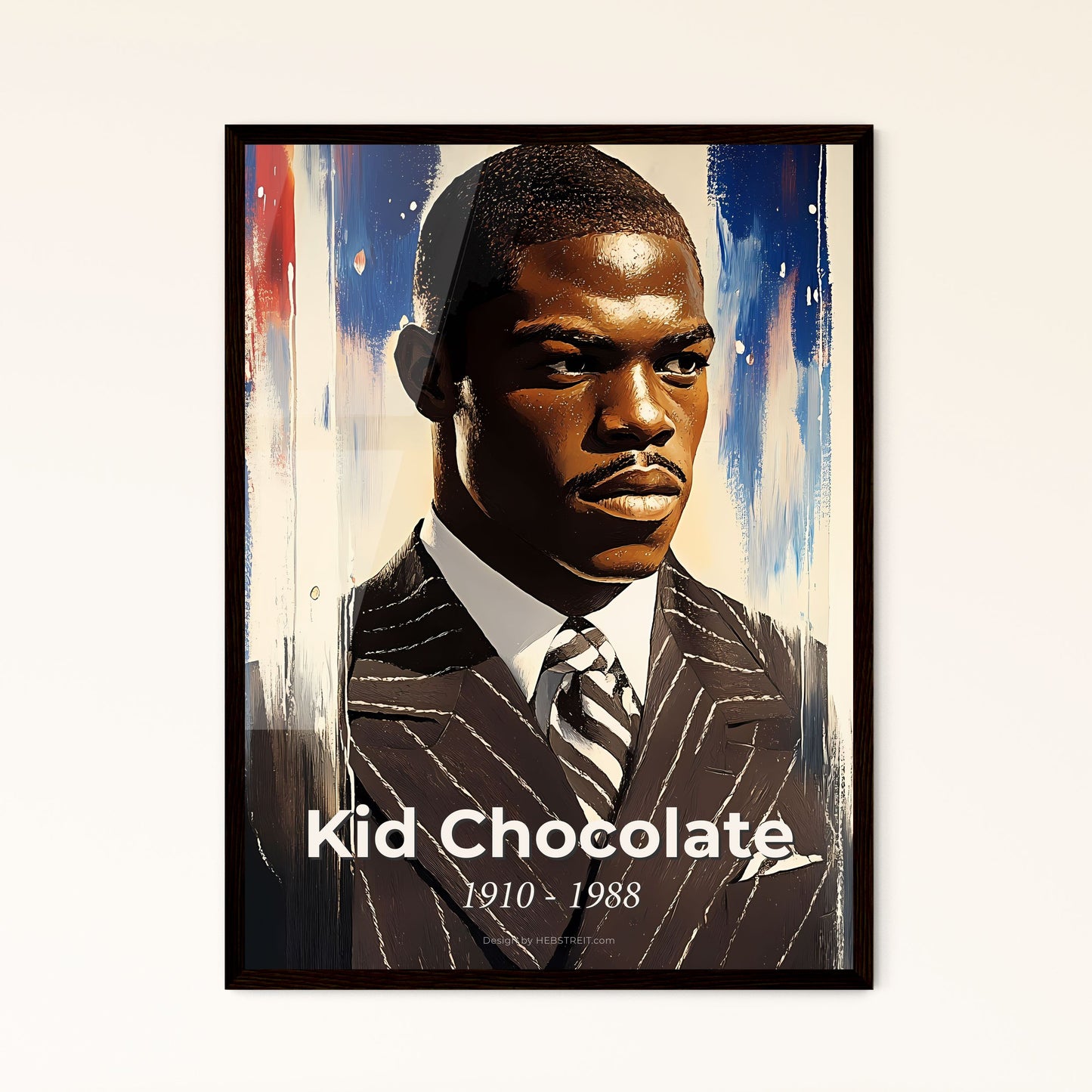 Portrait of Kid Chocolate, 1910 - 1988. Impressionistic painting of a man in a suit.