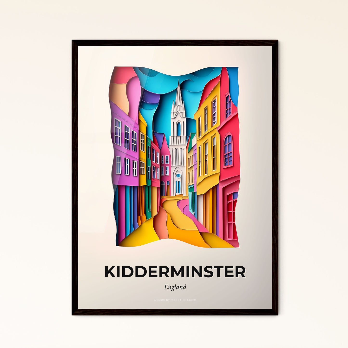 Vivid Kidderminster, England - a colorful city scene with a clock tower