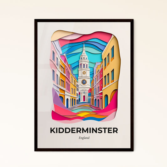 Vivid Kidderminster, England - a paper cut of a city with a clock tower