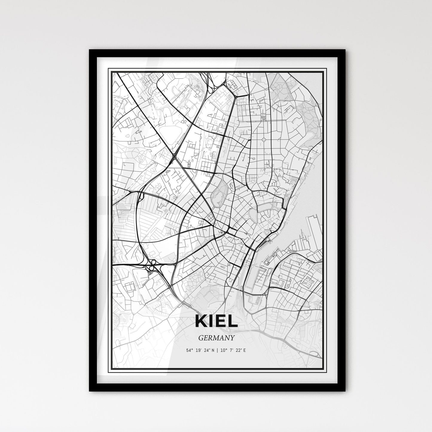 Kiel Germany - Scandinavian Style City Map for Modern Home Decor