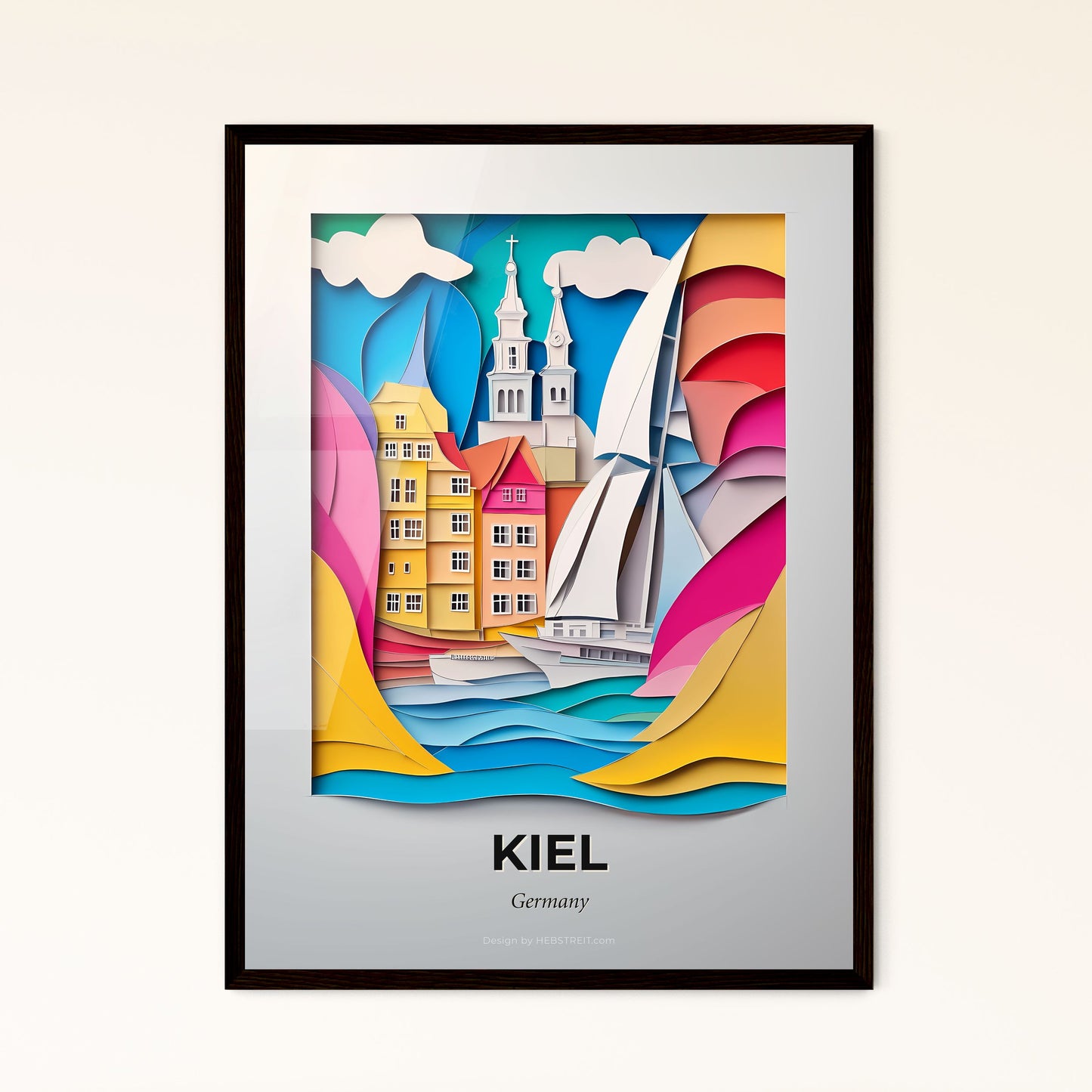 Vivid Kiel, Germany - a paper cut of a city with a sailboat