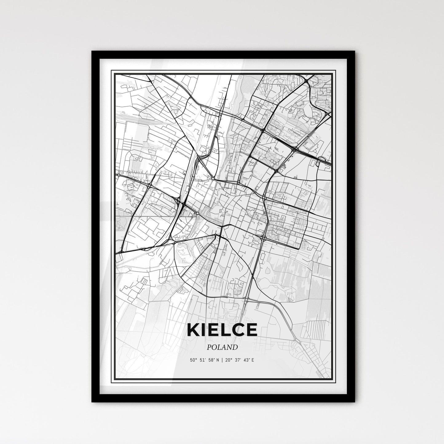 Kielce Poland - Scandinavian Style City Map for Modern Home Decor