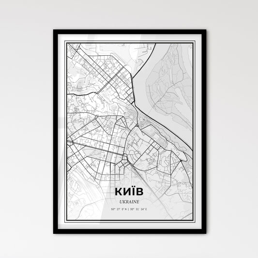 Kiev Ukraine - Scandinavian Style City Map for Modern Home Decor