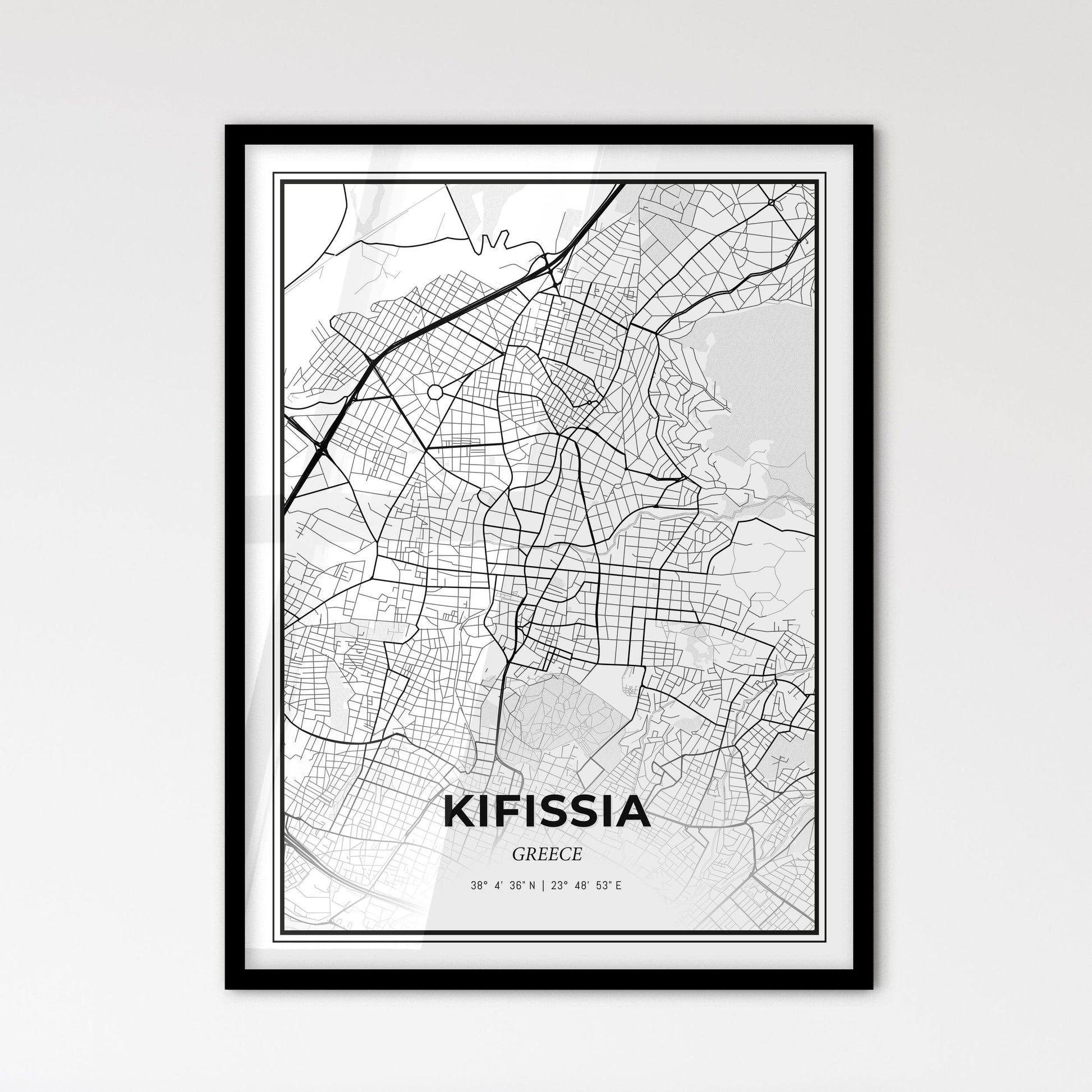 Kifissia Greece - Scandinavian Style City Map for Modern Home Decor