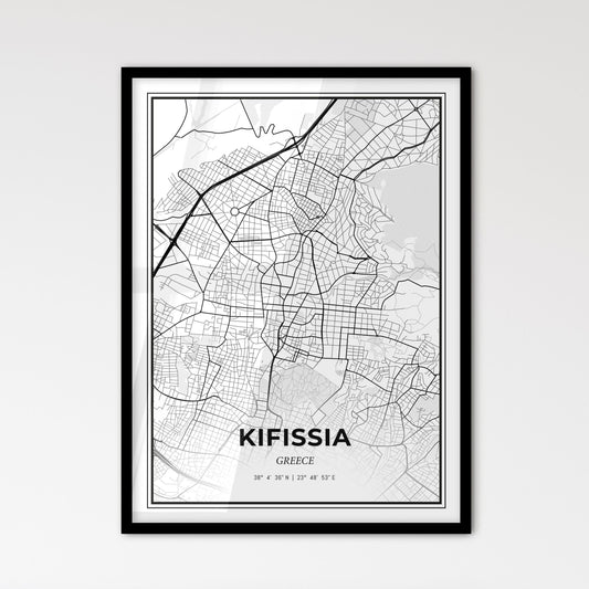 Kifissia Greece - Scandinavian Style City Map for Modern Home Decor