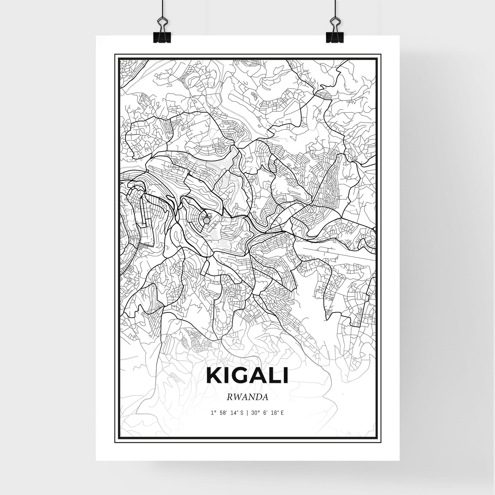 Kigali Rwanda - Premium City Map Poster