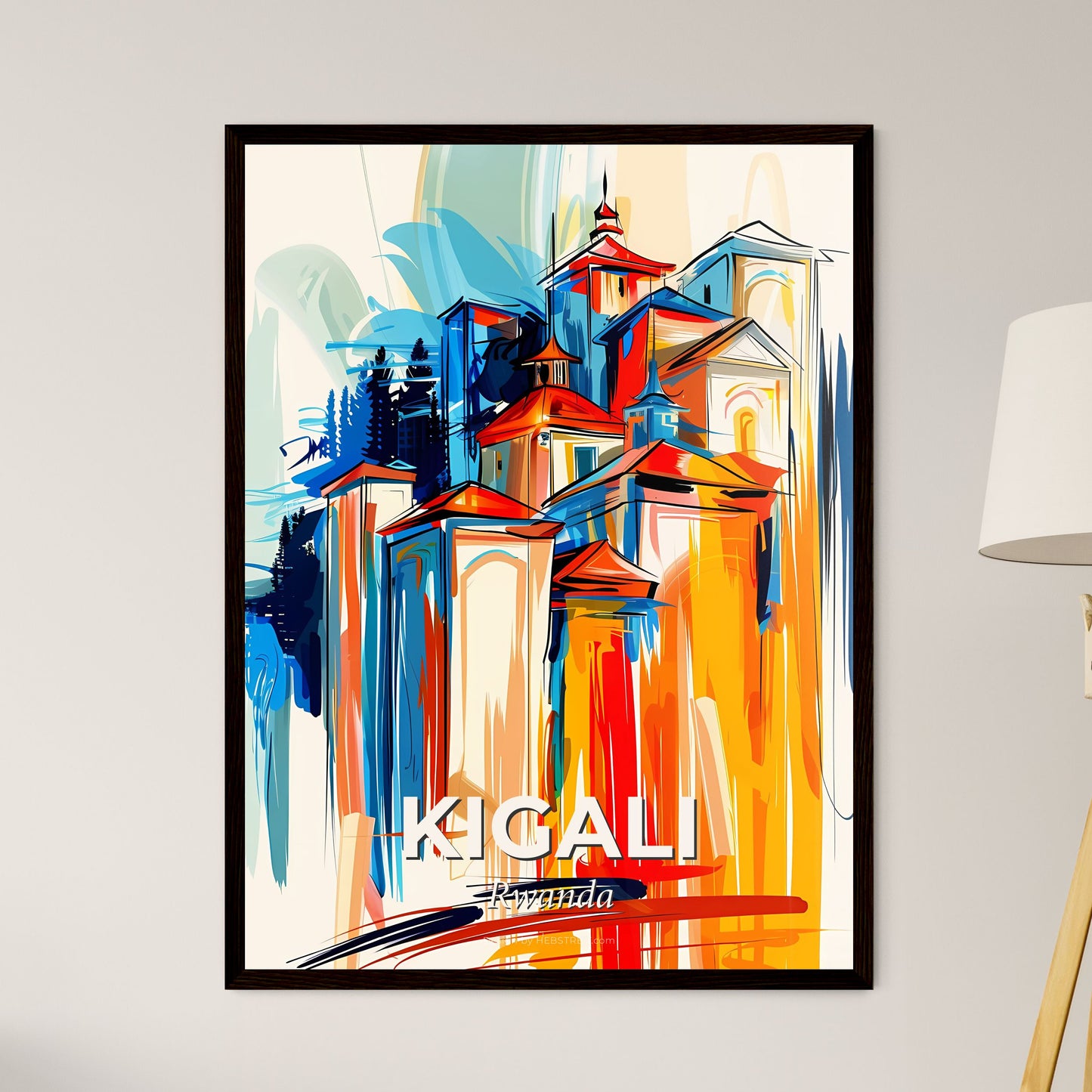 Vibrant Kigali, Rwanda - A Colorful Painting Of Buildings