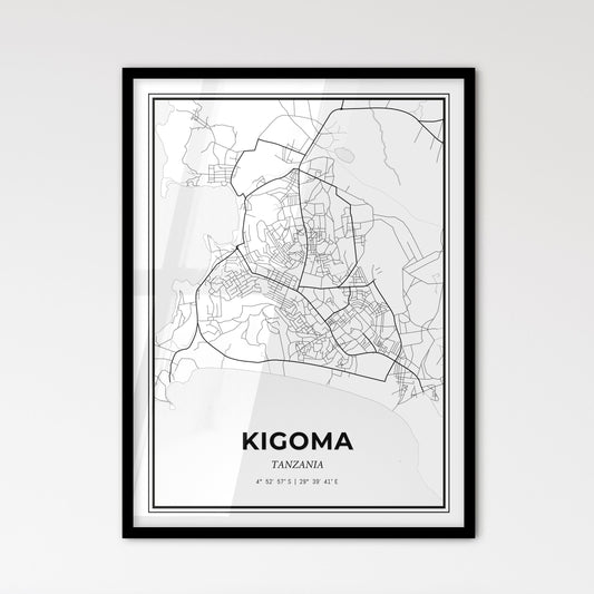 Kigoma Tanzania - Scandinavian Style City Map for Modern Home Decor