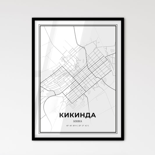 Kikinda Serbia - Scandinavian Style City Map for Modern Home Decor