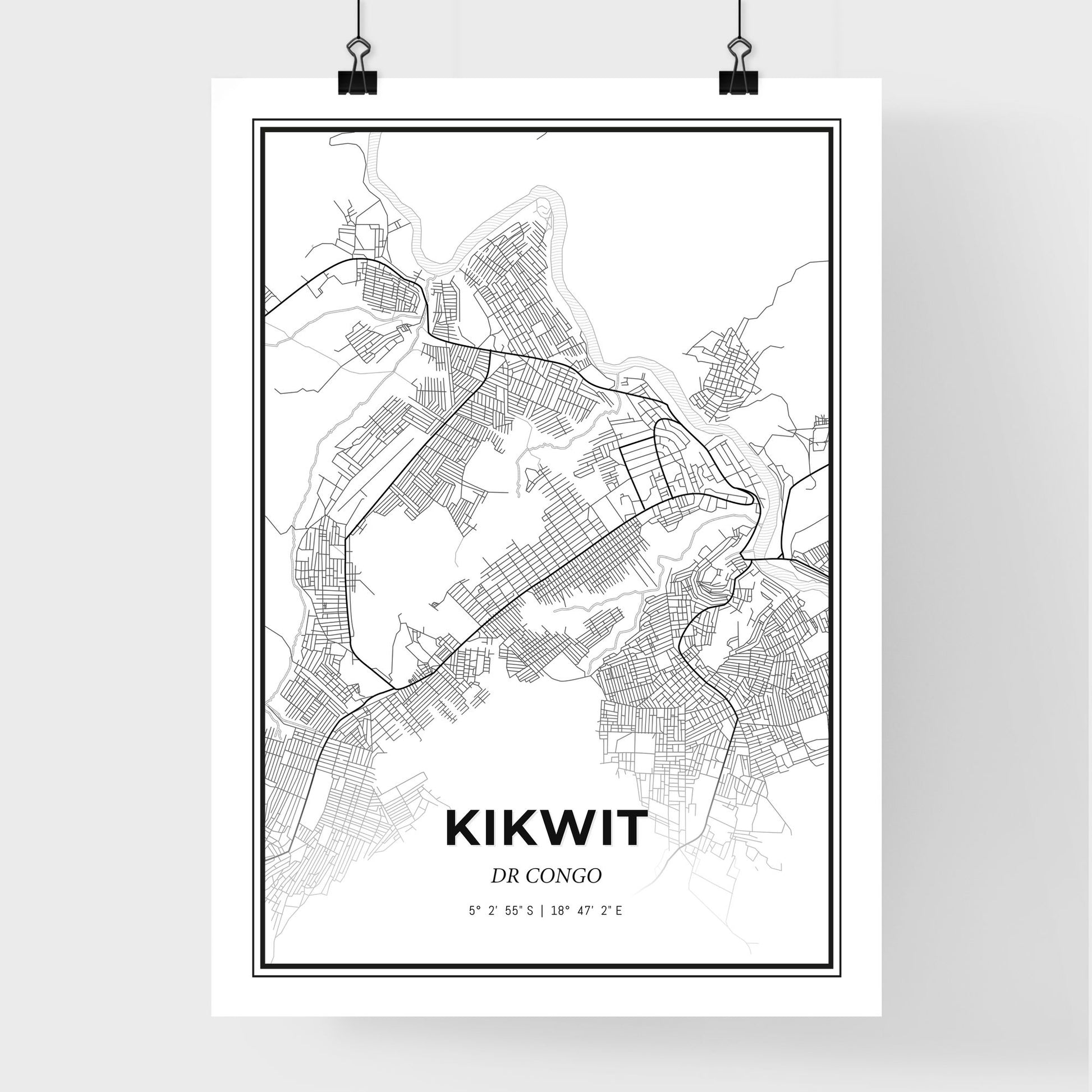 Kikwit DR Congo - Premium City Map Poster