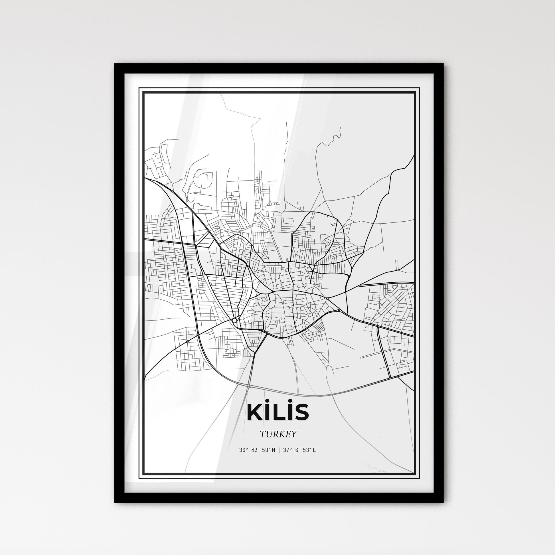 Kilis Turkey - Scandinavian Style City Map for Modern Home Decor