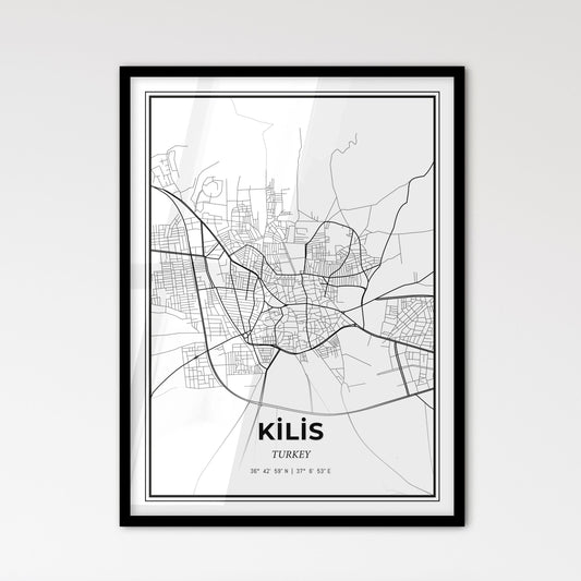 Kilis Turkey - Scandinavian Style City Map for Modern Home Decor