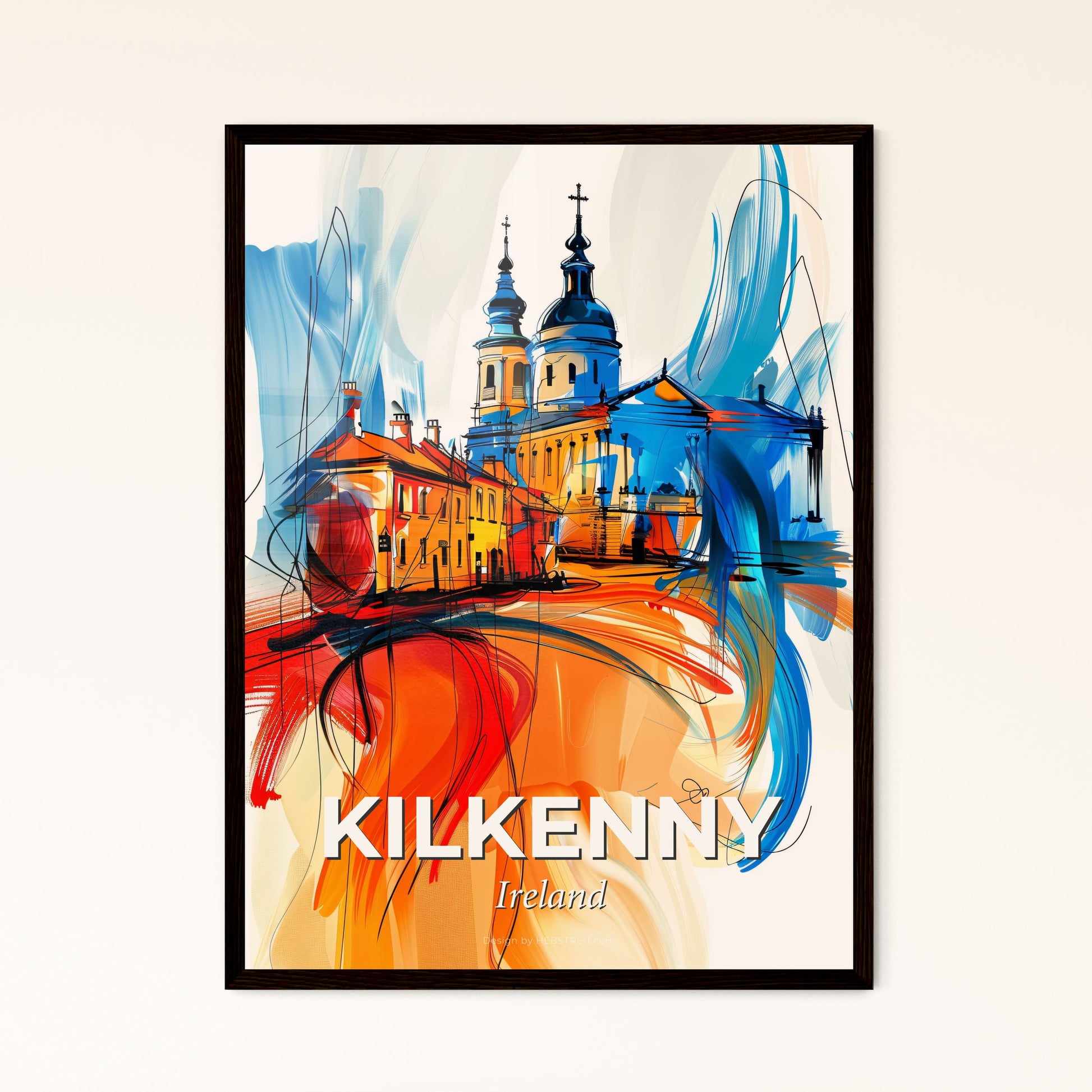 Vibrant Kilkenny, Ireland - A Painting Of A Building With A Colorful Background