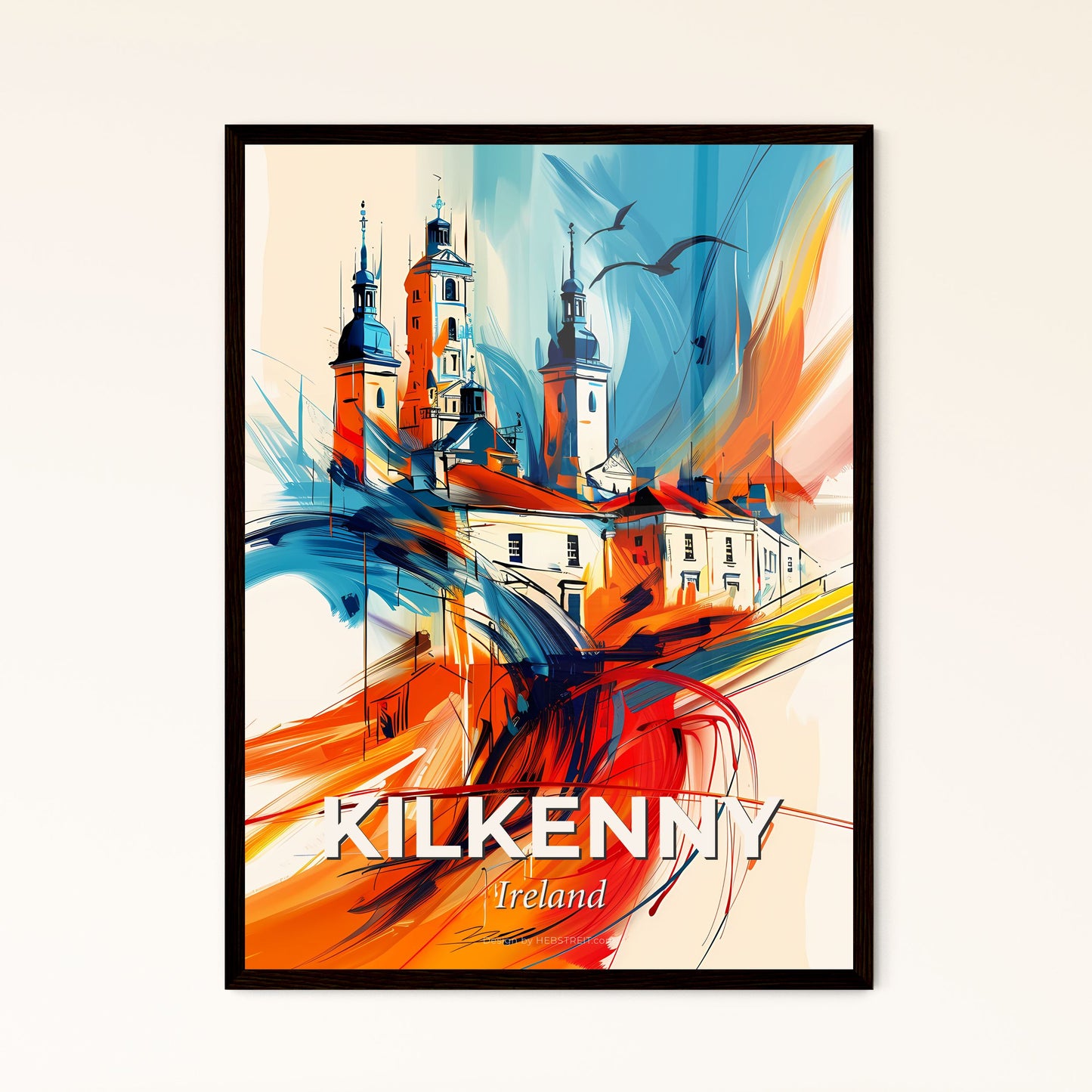 Vibrant Kilkenny, Ireland - A Painting Of A Building With A Colorful Brushstroke