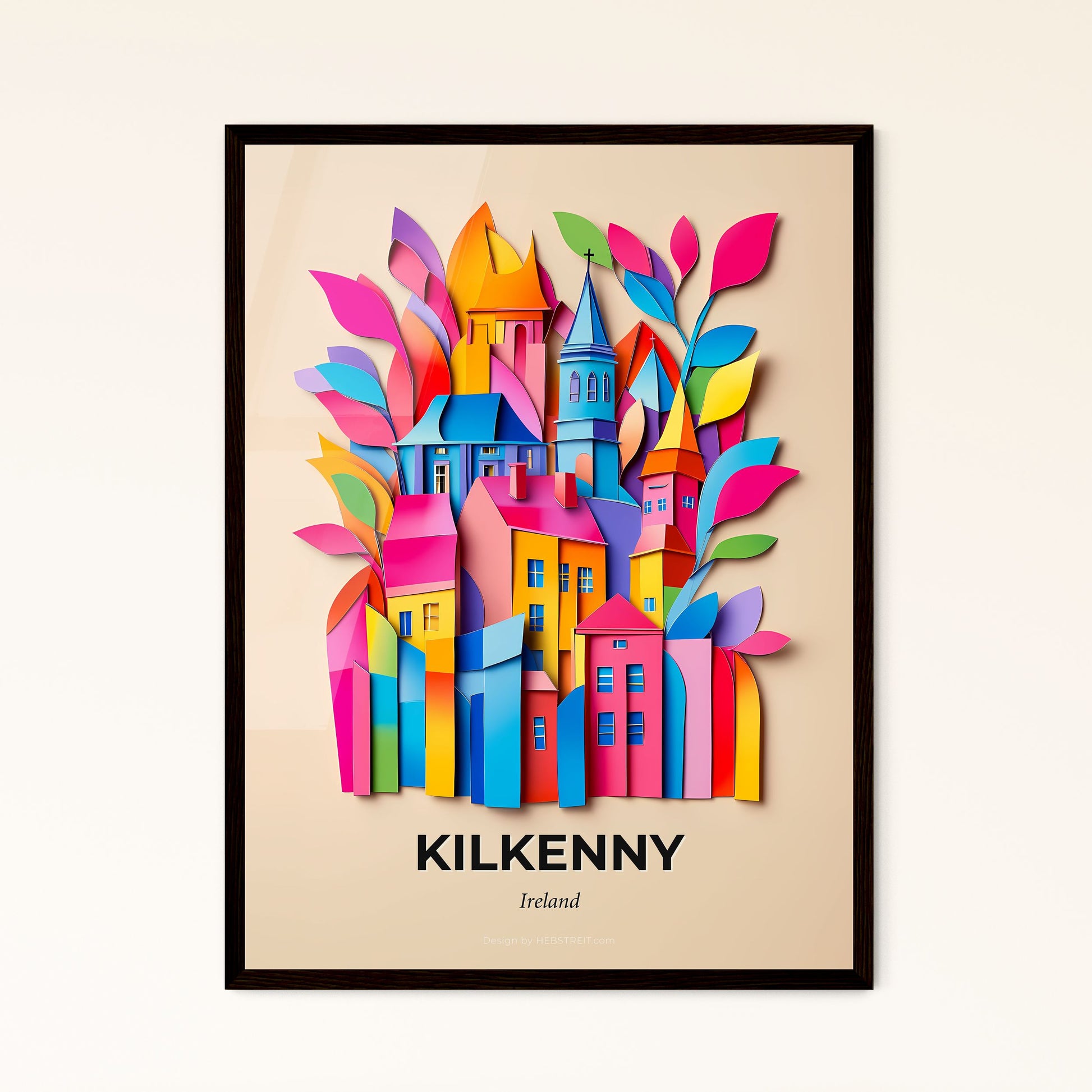 Vivid Kilkenny, Ireland - a colorful city with a tree and a clock tower