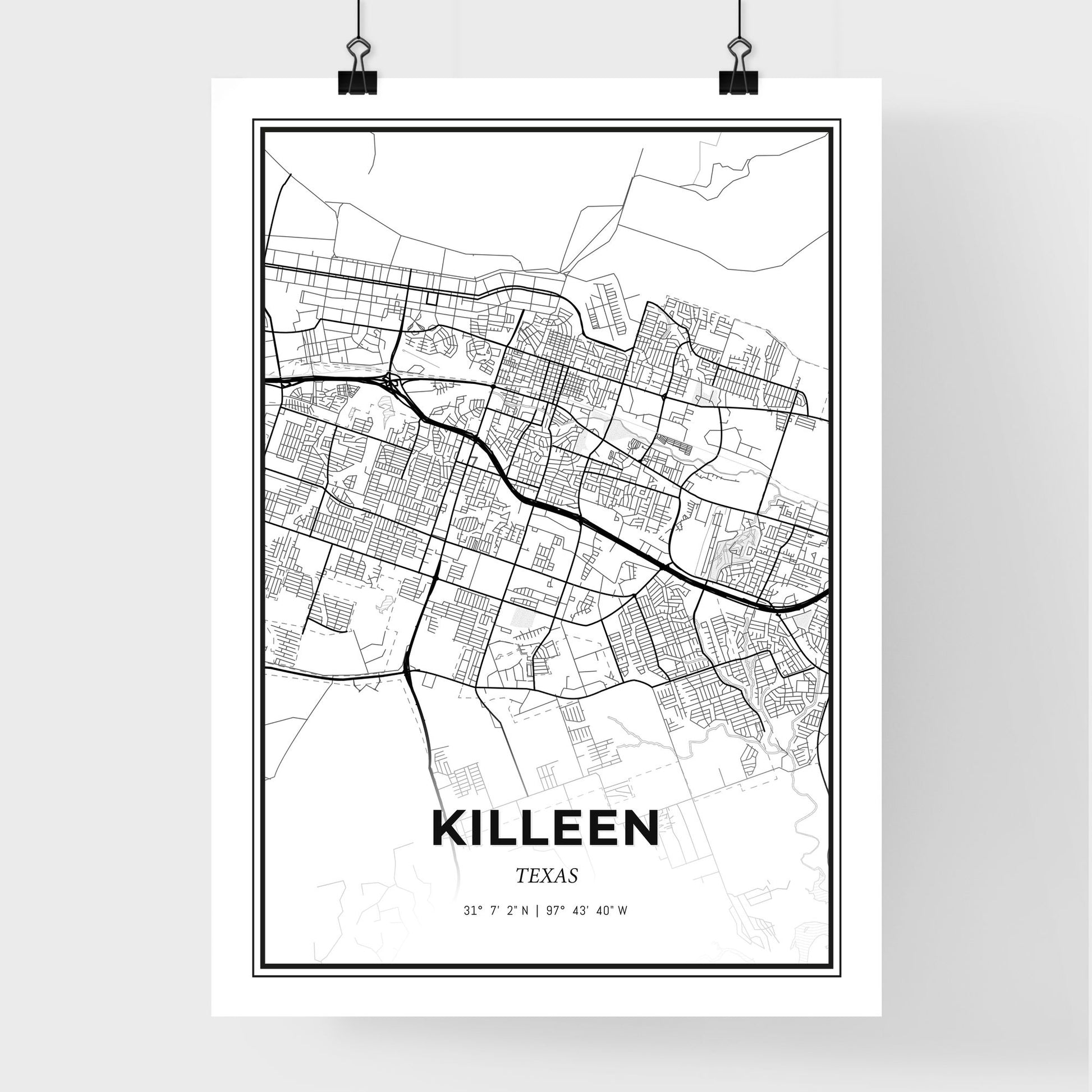 Killeen Texas - Premium City Map Poster