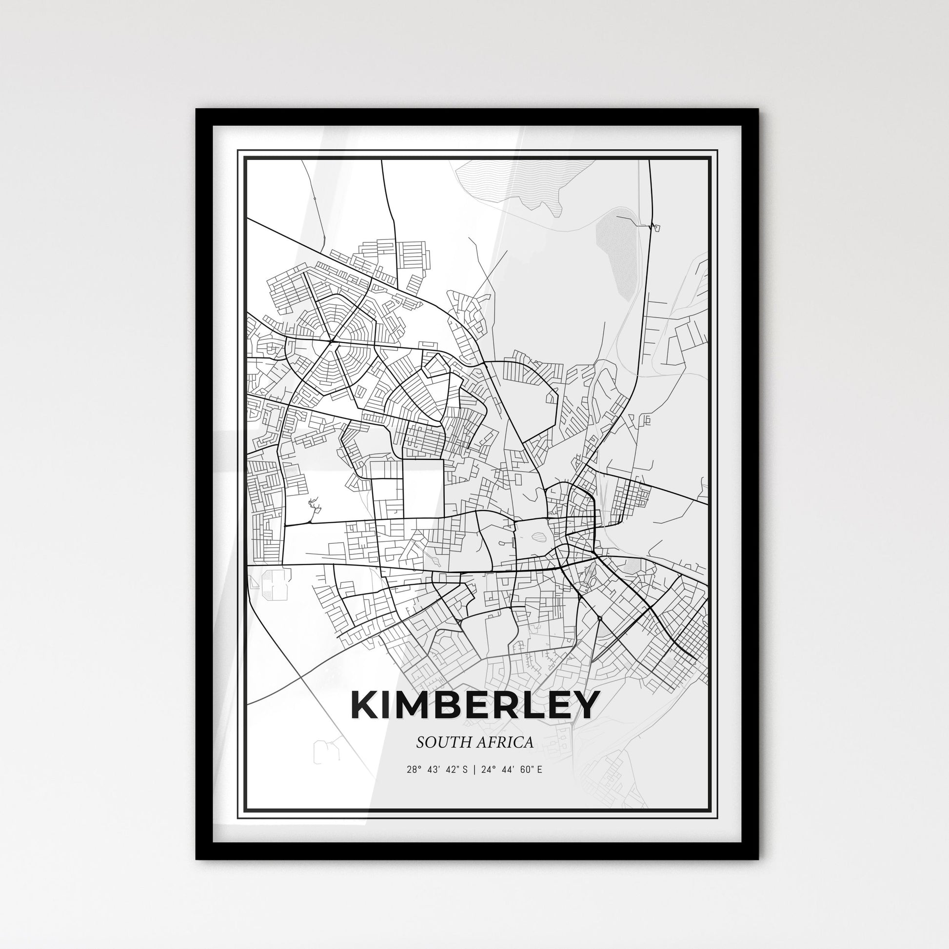 Kimberley South Africa - Scandinavian Style City Map for Modern Home Decor