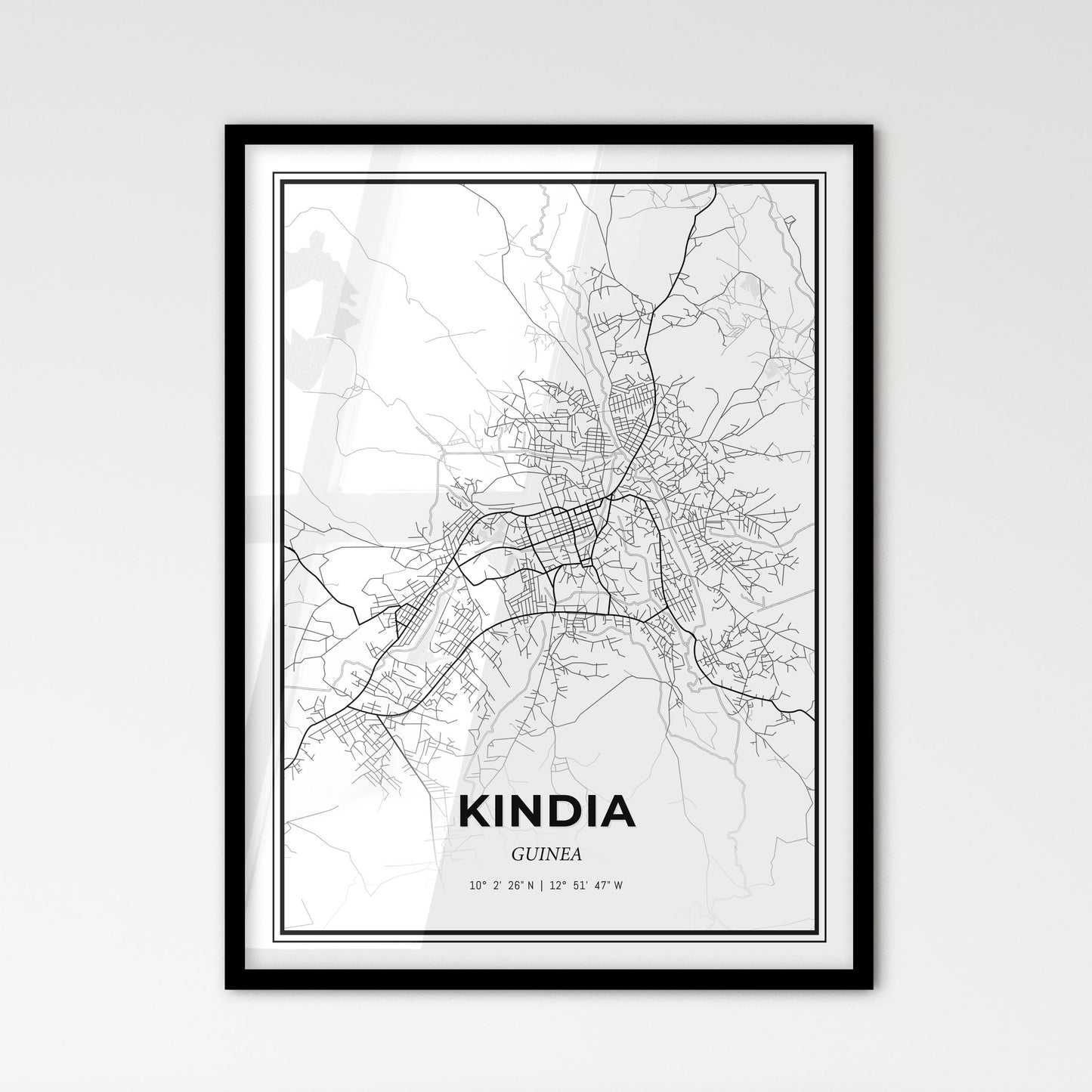 Kindia Guinea - Scandinavian Style City Map for Modern Home Decor