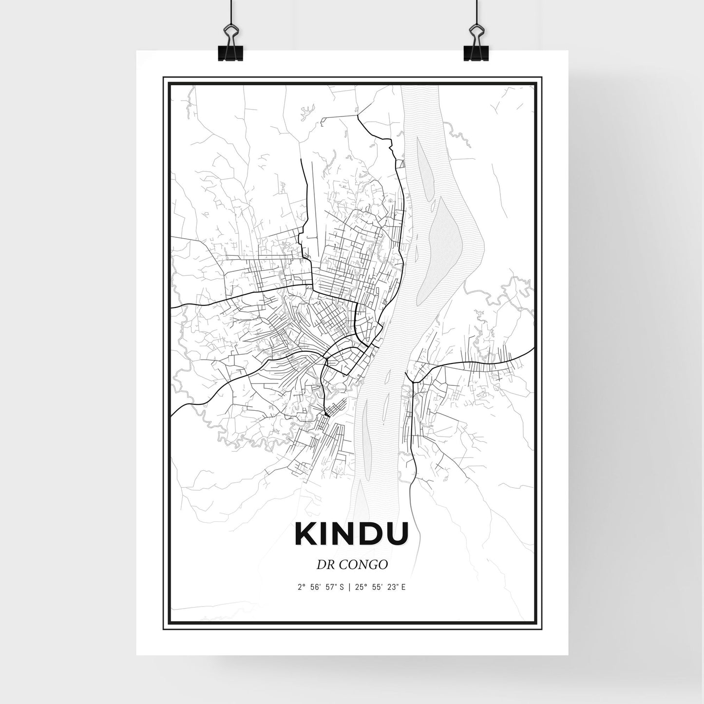 Kindu DR Congo - Premium City Map Poster