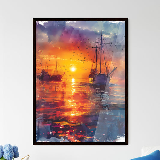 Vibrant Boat Painting on King Harbor Redondo - Framed Art Print