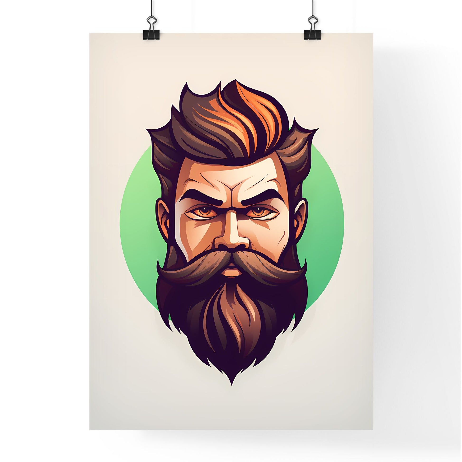 Black and white bearded man cartoon mascot logo with thick bold lines and a vibrant graphic art style, no background Default Title