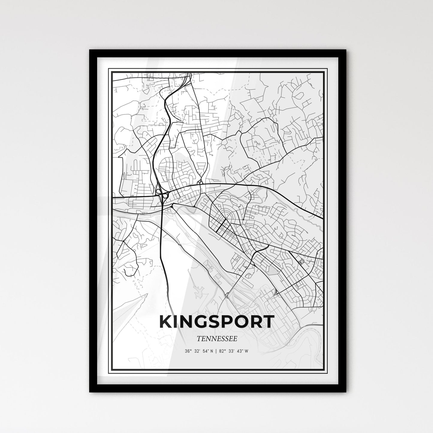 Kingsport Tennessee - Scandinavian Style City Map for Modern Home Decor