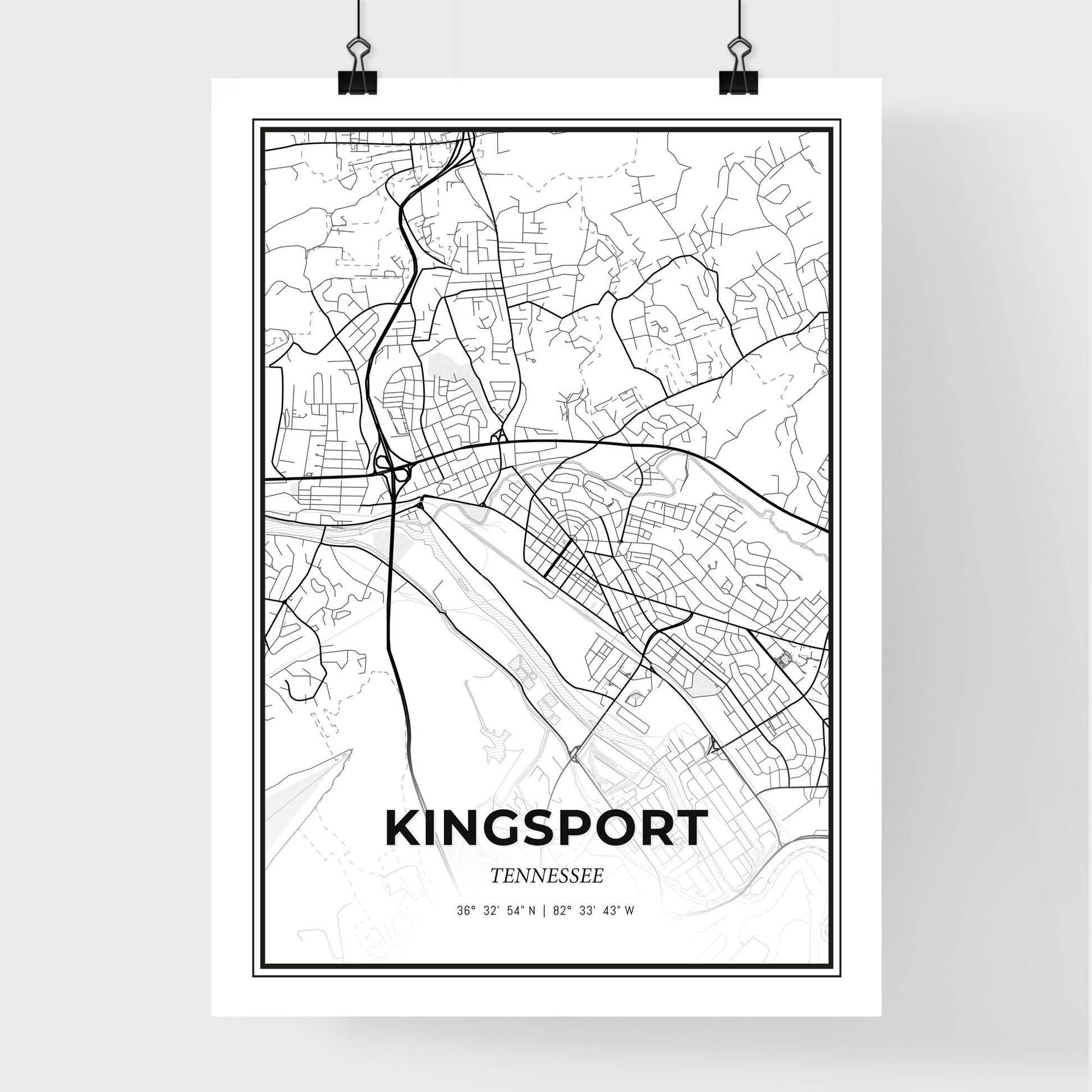 Kingsport Tennessee - Premium City Map Poster