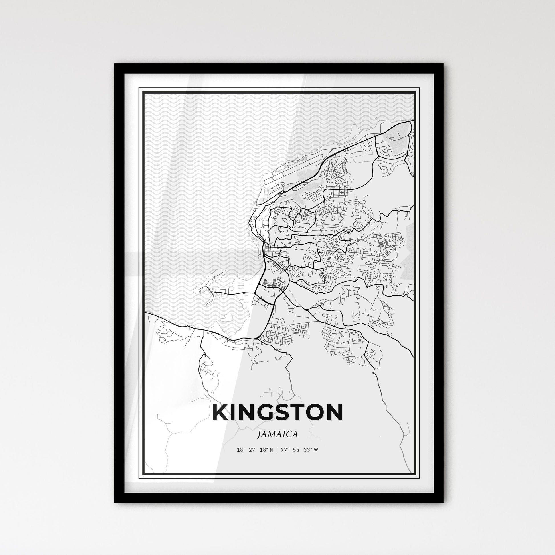 Kingston Jamaica - Scandinavian Style City Map for Modern Home Decor