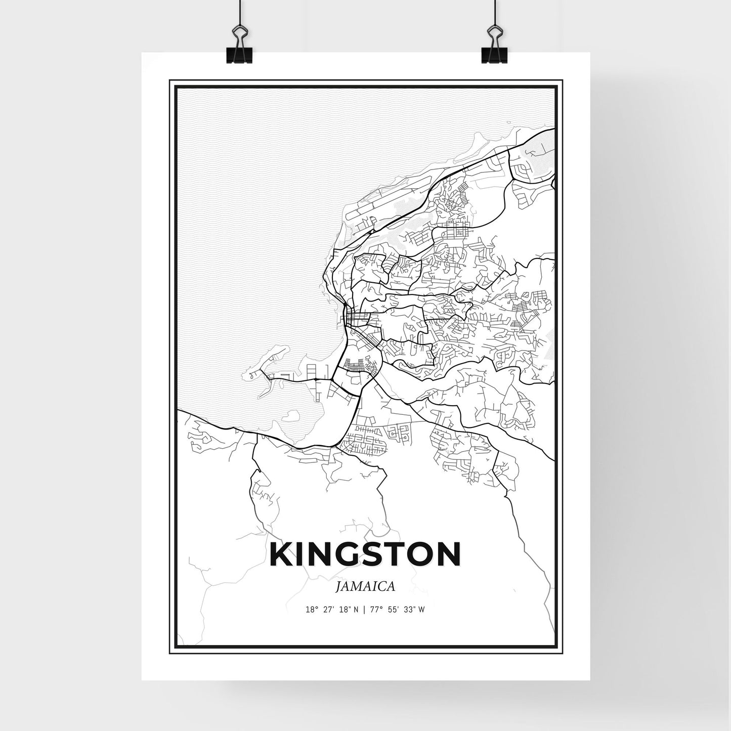 Kingston Jamaica - Premium City Map Poster