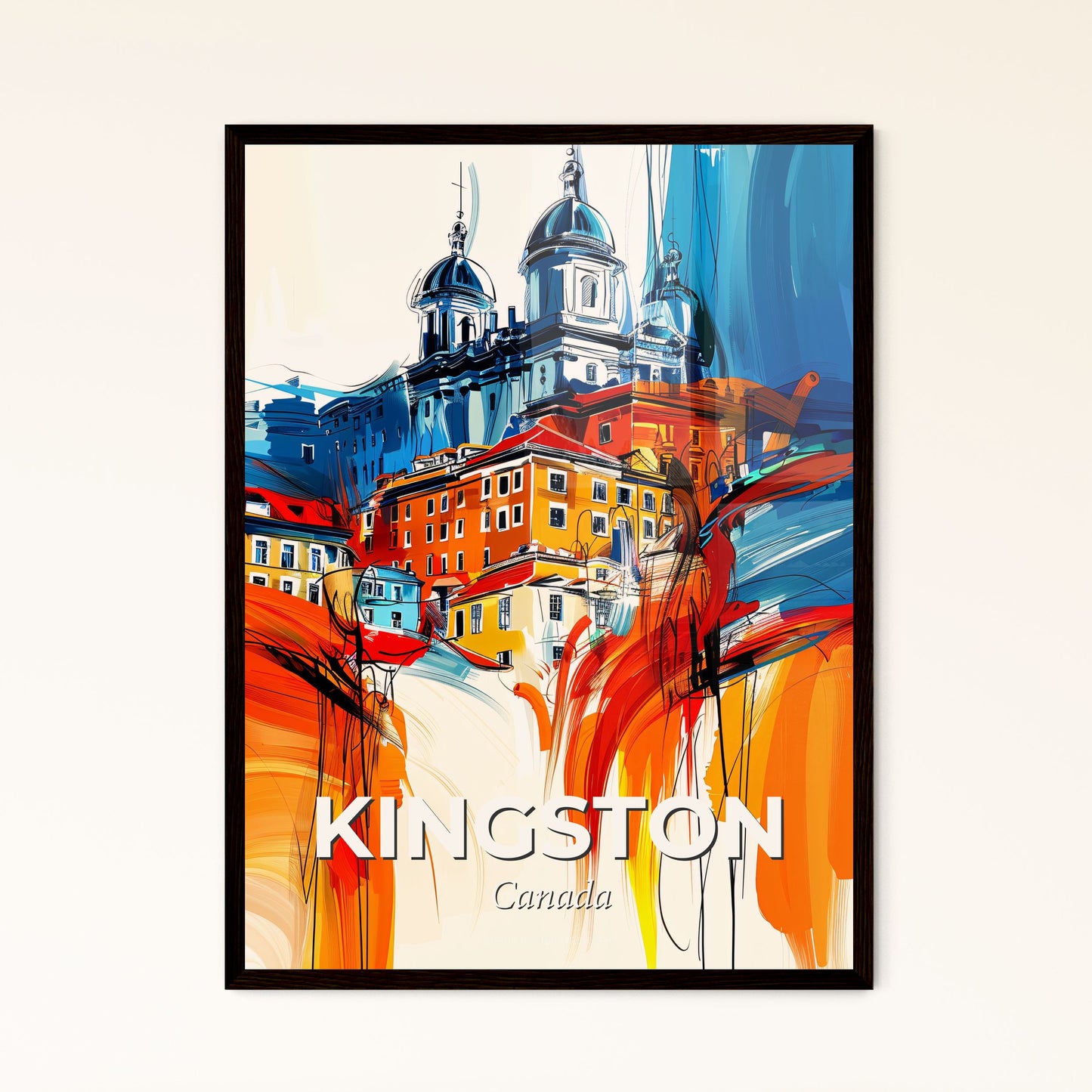 Vibrant Kingston, Canada - A Painting Of A Building With A Colorful Background