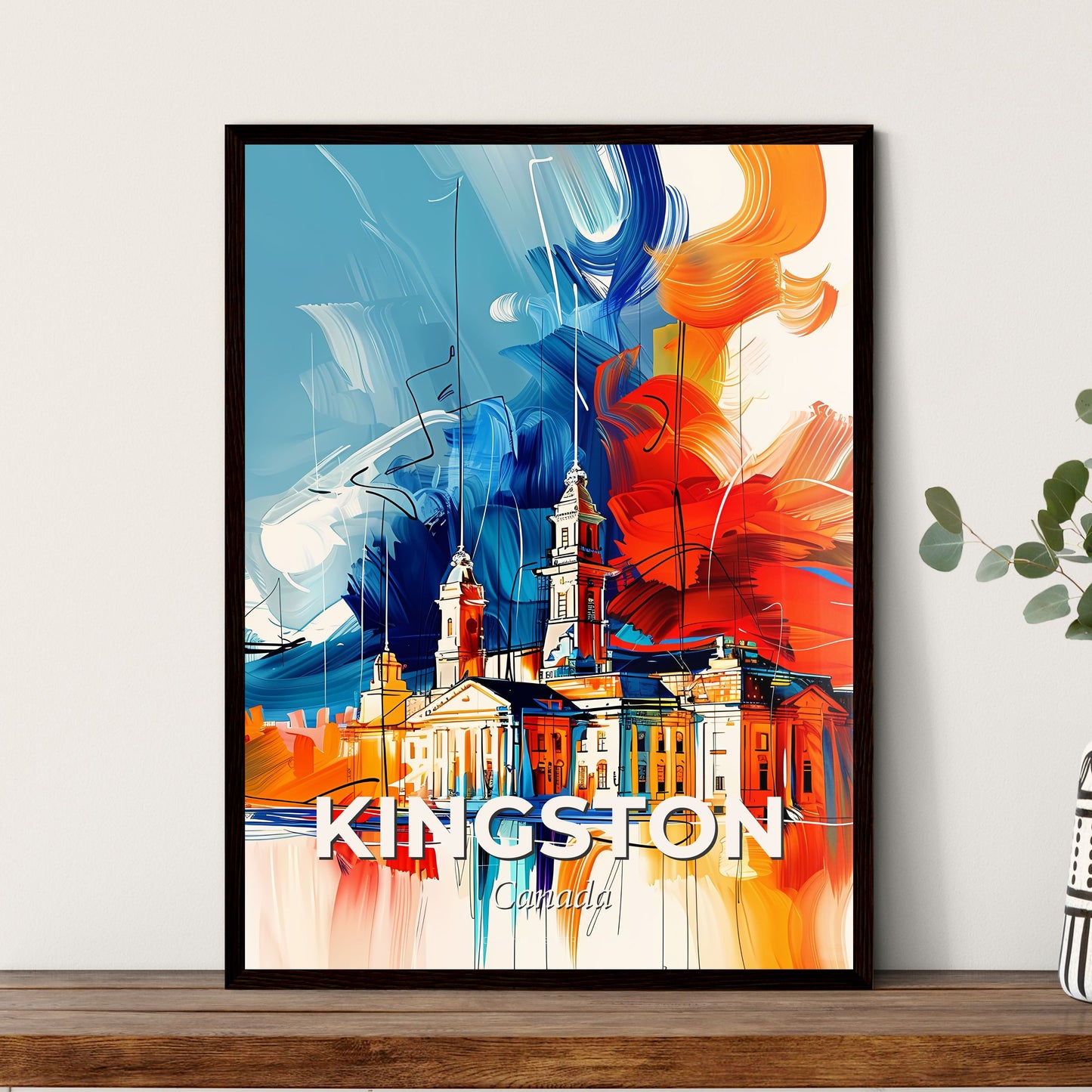 Vibrant Kingston, Canada - A Painting Of A Building With A Colorful Background