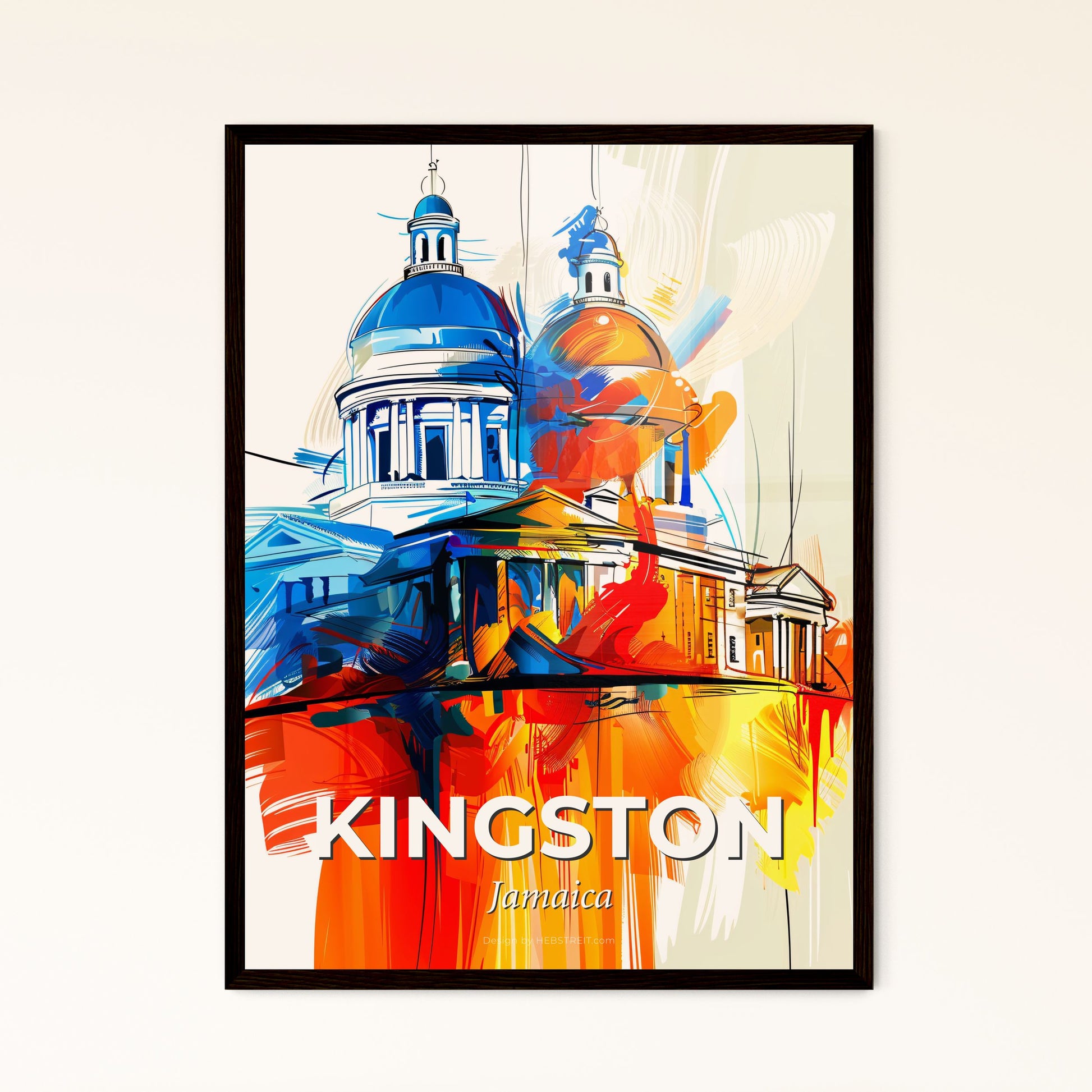 Vibrant Kingston, Jamaica - A Painting Of A Building With Colorful Paint